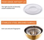 Gold Mixing Bowls with Airtight Lids, Stainless Steel Nesting Mixing Bowls Set of 7, Ideal for Baking, Prepping and Serving Food, Size 7, 3.6, 2.7, 2.1, 1.5, 1.1,0.8 QT, Stackable Design - Image 4
