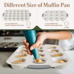 11-Piece Nonstick Baking Pans Set, Stackable Non Toxic Bakeware Sets with Cookie Sheets, Cake Pan, Loaf Pan, Pizza Pan, Muffin Pan, White&Gray - Image 4