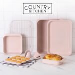 Country Kitchen Nonstick Stackable Bakeware Set - Deluxe Heavy Duty, Durable, Easy Release Baking Set, 8 Pcs, Pink - Image 3