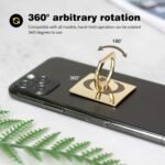 [2 Pack] Square Sparkling Cell Phone Ring Holder Stand,360 Degree Rotation and 180 DegreeAdjustable Finger Ring Kickstand with Polished Metal Phone Grip (Gold) - Image 3