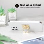 [2 Pack] Square Sparkling Cell Phone Ring Holder Stand,360 Degree Rotation and 180 DegreeAdjustable Finger Ring Kickstand with Polished Metal Phone Grip (Gold) - Image 4