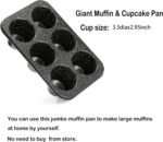 Monfish Jumbo Deep Muffin Pan 6 Extra Large Cup Cupcake Tray Black Granite Finish Muffin Tin Carbon Steel - Image 5
