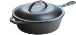 Lodge 3 Quart Pre-Seasoned Cast Iron Deep Skillet with Lid - Image 5