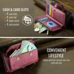 Wallet Case Compatible with iPhone 13 RFID Blocking 7-Card Holder Soft PU Leather Magnetic Snap Shoulder Strap Zipper Pocket Phone Case Fit for iPhone 13 for Women 6.1" - Wine Red - Image 5