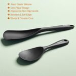 Cooking Spoon and Rice Scooper Set for Nonstick Cookwares, Heat Resistant- Seamless Design, Great for Cooking, Serving, Mixing, Scoop, and Scrape,2 Pack, Black - Image 4