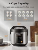 COMFEE' Rice Cooker, 4 Cups Uncooked, 8 Cups Cooked Slow Cooker, 2 Qt Small Multicooker with 10 Presets, Steamer & Grain Cooker, Non-Stick Inner Pot - Image 4