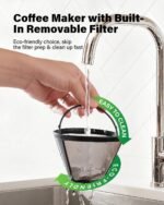 SHARDOR 8-Cup Drip Coffee Maker with Reusable Filter and Glass Coffee Pot，Black and Sliver - Image 5