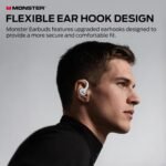 Monster N-Lite 216 Sports Earbuds | Secure Earhook Design | ENC Noise Cancellation & IPX6 Waterproof | 48H Playtime | Stereo Bass | LED Power Display (White) - Image 3