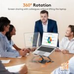 TECKNET Laptop Stand for Desk, 360 Rotating Base, Ergonomic Foldable Computer Stand for Laptop Riser Height Adjustable, Compatible with MacBook Pro, All Laptops 10-17" - Black - Image 3