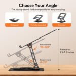 TECKNET Laptop Stand for Desk, 360 Rotating Base, Ergonomic Foldable Computer Stand for Laptop Riser Height Adjustable, Compatible with MacBook Pro, All Laptops 10-17" - Black - Image 4