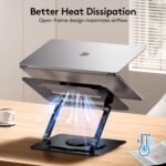 TECKNET Laptop Stand for Desk, 360 Rotating Base, Ergonomic Foldable Computer Stand for Laptop Riser Height Adjustable, Compatible with MacBook Pro, All Laptops 10-17" - Black - Image 5