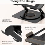 TECKNET Laptop Stand for Desk, 360 Rotating Base, Ergonomic Foldable Computer Stand for Laptop Riser Height Adjustable, Compatible with MacBook Pro, All Laptops 10-17" - Black - Image 6