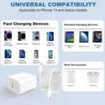 iPhone Charger Fast Charging 2 Pack Type C Wall Charger Block with 2 Pack [6FT&10FT] Long USB C to Lightning Cable for iPhone 14/13/12/12 Pro Max/11/Xs Max/XR/X,AirPods Pro - Image 3
