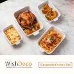 Ceramic Casserole Dishes Set of 4, Baking Dishes for Oven, Rectangular Lasagna Pan Deep with Handles, White Porcelain Bakeware (15''/12.4''/11''/9.6''), Microwave Safe - Image 3