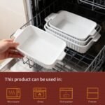 Ceramic Casserole Dishes Set of 4, Baking Dishes for Oven, Rectangular Lasagna Pan Deep with Handles, White Porcelain Bakeware (15''/12.4''/11''/9.6''), Microwave Safe - Image 4