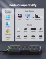 ZIUMIER USB 3.0 Hub,7 Ports USB Expander with RGB LED Strip,USB Hub for Laptop,Individual LED On/Off Switches for Mac, PC, Desktop, Flash Drive, Mobile HDD - Image 6