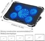 Upgrade Laptop Cooling Pad,Gaming Laptop Cooler with 5 Quiet Fans,2 USB Ports,5 Adjustable Stand Height,Blue LED Lights,for 15.6 Inch Laptops - Image 4