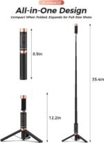 Selfie Stick Tripod for iPhone & Android – Portable Phone Tripod Stand with Bluetooth Remote, One-Click Open, Compact & Lightweight for Vlogging, Travel & Everyday Use (Black) - Image 3