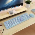 Wireless Keyboard and Mouse Combo, Colorful Ergonomic Full Size Retro Low-Noise Keyboard with Cute keycaps, Compatible with Windows, PC, Perfer for Home and Office Keyboards (Blue) - Image 4
