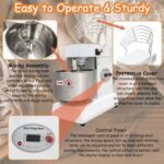 10L 550W Commercial Dough Mixer, 110V Double Action & Double Speed Spiral Stand Mixer with Intelligent Control, Stainless Steel Food Mixer for Bakeries, Restaurants, Pizza - Image 3