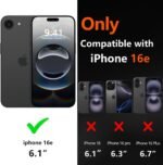 Diverbox for iPhone 16e Case [Compatible with MagSafe] [Shockproof] [Dropproof] [with Screen Protector ] Heavy Duty Protection Phone Case Cover for Apple iPhone 16e 2025 6.1 inch (Black) - Image 3