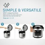 20-Cup Digital Rice & Grain Cooker, Multi-Cooker, 8X Bonded Granite Coating, Silver (Renewed) - Image 3