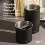 KIVY Vacuum Coffee Canister - Push Lid Preserves Aroma & Oil - Stainless Steel Airtight Container for Ground & Bean Storage - Removes Excess Air - Image 5