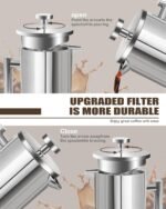 French Press Coffee Maker, Stainless Steel Coffee Press with scale lines (Silver, 17 OZ) - Image 4