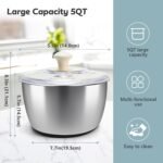 Salad Spinner Stainless Steel，Manual lettuce dryer With lid, basin, drain frame and non-slip base,lettuce spinner with Quick Spin,Spaghetti & Chip Strainer BPA Free,Easy Clean,5qt - Image 3