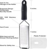 Stainless Steel Cheese Grater, Ergonomic Soft Handle Lemon Ginger Potato Zester with Plastic Cover - Image 3
