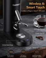 COOL KNIGHT Rechargeable Conical Burr Coffee Grinder, 60 Grind Settings & 5–98 Level Timer, Espresso Grinder with Bellows Hopper and Portafilter Holder, Easy to Clean - Image 4
