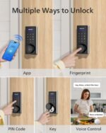 Philips Wi-Fi Smart Door Lock, Keyless Entry Door Lock with App Control,Fingerprint ID,Auto Lock,Keypad Deadbolt with Wi-Fi Bridge Adaptor,Smart Locks for Front Door-Matte Black - Image 3