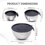 Stainless Steel Mixing Bowls Set of 3, Large Nesting Bowls with Airtight Lids for Food Prep, Cooking, Baking, Salad, and Outdoor Dining (Black, 3 Pcs) - Image 5