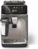 Philips 5500 LatteGo Automatic Espresso Machine - 20 Coffee Varieties, Intuitive Touch Display, SilentBrew, 100% Ceramic Grinder, AquaClean Filter, Grey Chromed (EP5544/90) (Renewed) - Image 3