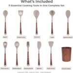 Kitchen Utensils Set of 11 with Holder, Silicone Cooking Utensils Set, Spatula Sets, Heat Resistant Non-Stick Kitchen Utensils, Kitchen Utensil Gadgets Tools BPA-Free Silicone Utensils - Image 10