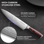 8 Inch Chef Knife, Ultra Sharp Kitchen Knife in High Carbon Stainless Steel for Professional and Home Chefs with Ergonomic Handle, Forged Chefs Knife with Sheath and Gift Box - Image 5
