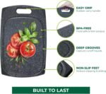 Freshware Plastic Cutting Boards for Kitchen, Cutting Board Set of 3, Juice Grooves with Easy Grip Handle, BPA-Free, Dishwasher Safe, Black Marble - Image 6
