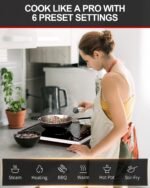 Portable Electric Stove,110V Electric Hot Plate Single Burner Electric Cooktop Countertop Burner with 6 Preset Functions,10 Power Levels,LED Touch Control, Child Lock &Timer - Image 4