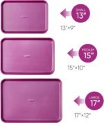CAROTE 3-Piece Baking Pan Set - Bakeware Set, Baking Sheet Set Including 13 Inch 15 Inch 17 Inch Sheet Pan, Cookie Sheet for Baking, Royal Violet - Image 3