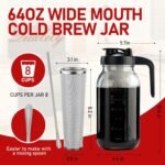 Cold Brew Coffee Maker with V-shaped Lid, 64oz Iced Coffee Maker with Stainless Steel Filter, BPA Free Sturdy Cold Brew Pitcher for Coffee, Iced Tea, Sun Tea, Lemonade - Image 5