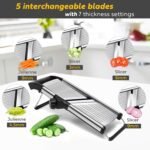 Mandoline slicer, Stainless Steel adjustable Mandoline vegetable slicer, mandoline for kitchen, Vegetable Cutter potato,onion,cucumber slicer, with paring knife, brush and cutproof gloves - Image 4