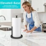 Paper Towel Holder Countertop, Standing Paper Roll Holder with Anti Slip Weighted Base, Stainless Steel Freestanding Paper Towel Holder for Kitchen, Black - Image 4