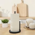 Paper Towel Holder Countertop, Standing Paper Roll Holder with Anti Slip Weighted Base, Stainless Steel Freestanding Paper Towel Holder for Kitchen, Black - Image 5