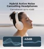 Edifier W820NB Plus Hybrid Active Noise Cancelling Headphones - LDAC Codec - Hi-Res Audio Wireless & Wired - Fast Charge - Over Ear Bluetooth V5.2 Headphones for Travel/Home/Office- Ivory - Image 4