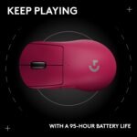 Logitech G PRO X Superlight 2 Wireless Gaming Mouse, 60g Pro-Grade with 5 Programmable Buttons, 44k DPI Sensor, 8kHz Report Rate, USB-C Charging for PC/Mac - Magenta - Image 7