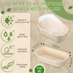 Remerry 100 Sets 23 oz Disposable Bowls with Lids Paper Meal Prep Containers Disposable Paper Food Containers Throw Away Lunch Salad Bowls for Restaurant Party Serving - Image 4