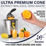 Eurolux Electric Citrus Juicer Power Pro - With 300 Watts of Power, This is The Most Powerful Juicer, for an Easy Smooth Juicing Experience | with Its New Updated Design - Image 4
