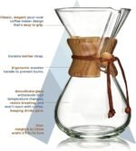 AGOGO Pour Over Coffee Maker Glass - 6/8/10 Cup Barista Kit with 304 Stainless Filter for Home, Office, Camping, Cafes - Easy Clean Coffee Dripper Set (Rag&Brush Included) (8 Cup/28 oz) - Image 5