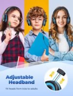 iClever Kids Headphones with Cord, 85/94dB Safe Volume Tech, Bending Resistance Durable, Foldable, Stereo Sound 3.5mm Jack Wired Headphones for Kids Boys Girls Tablet/Travel/School, HS14 - Image 4