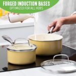 GreenLife Artisan Healthy Ceramic Nonstick, 1QT and 2QT Saucepan Pot Set with Lids, Stainless Steel Handle, Induction, PFAS-Free, Dishwasher Safe, Oven Safe, Yellow - Image 3